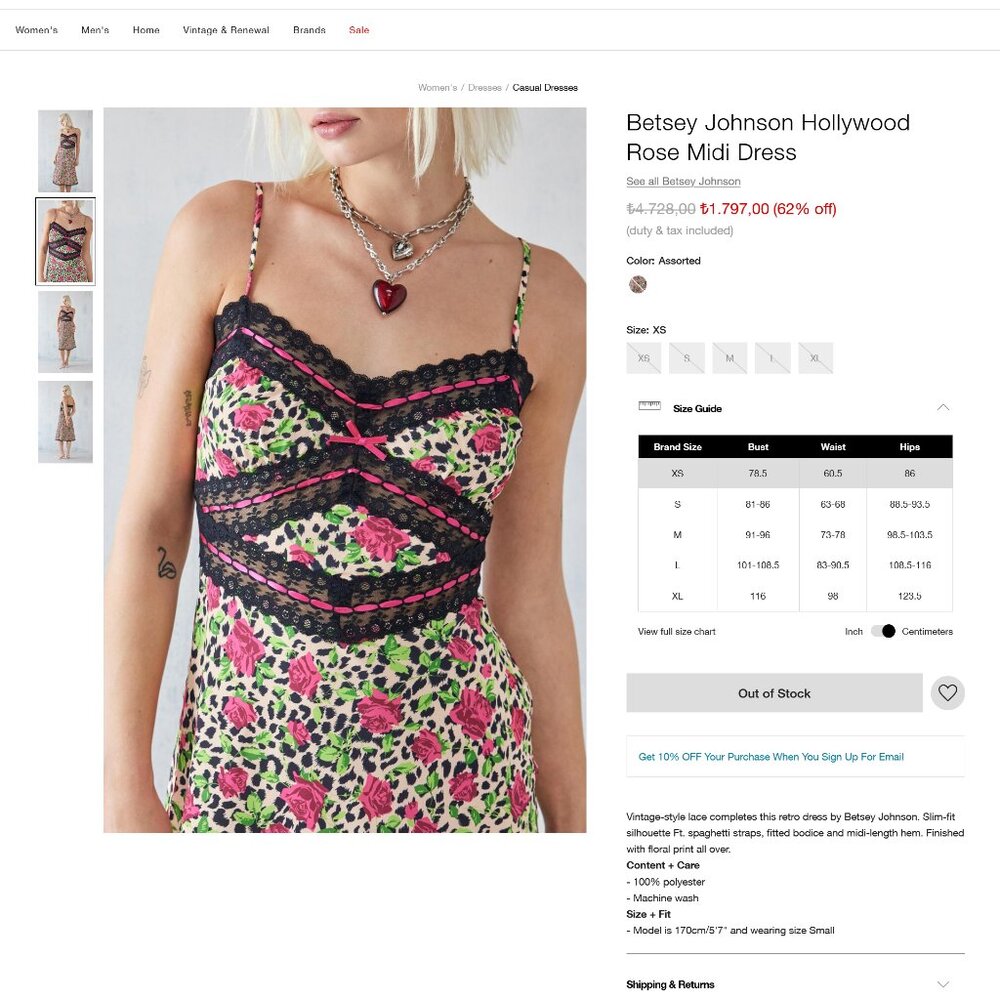 Betsey Johnson Hollywood Rose Midi Dress** US XXL - Picture 4 of 6